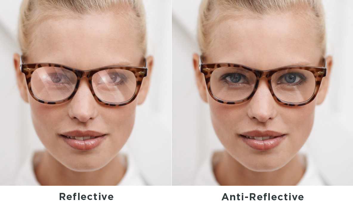 Comparison of regular lenses vs lenses with anti-reflective coatings